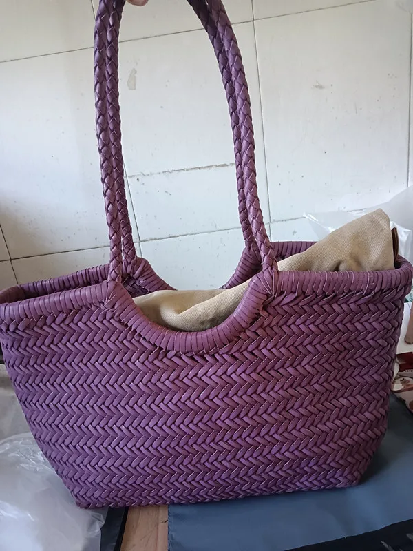cuir véritable de créateur tricoté à la main élégant poignée femme fourre tout vintage sac à main femme peau de vache dame grand sac à bandoulière