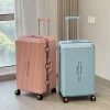 valise de voyage de grande capacité, cadre en aluminium, boîtier de chariot, valise de voyage de 24/28/30 pouces avec porte gobelet, mallette d'embarquement