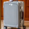 valise voyage à large poignée avec porte gobelet usb, bagages à ouverture avant, valise cabine de 20/26 pouces, sacs de voyage à main, valise à roulettes avec mot de passe, nouveau
