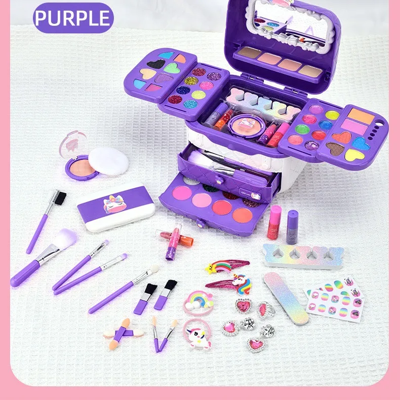 kit de jouets de maquillage pour enfants, coffret de cosmétiques de simulation, jeu de déguisement pour petite fille, jeu de simulation, matériau respectueux de l'environnement