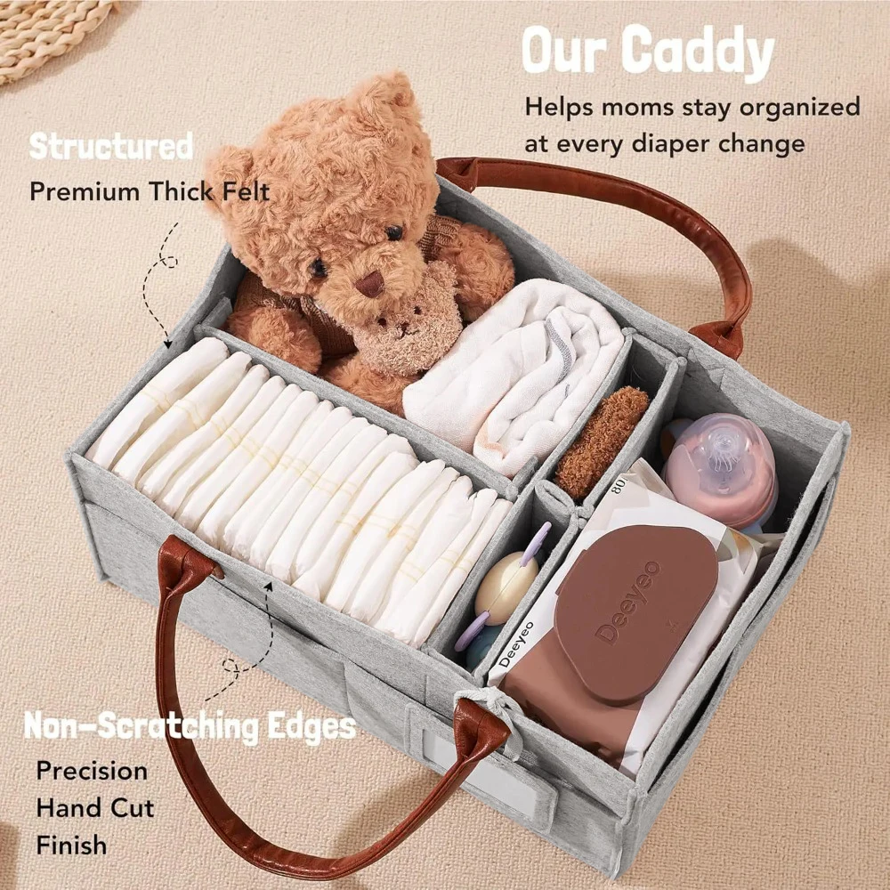 panier de rangement en feutre pour bébé, panier de rangement pour pépinière, sac à couches pour nourrissons avec poignée, porte mouche à langer pour enfants, grande poche