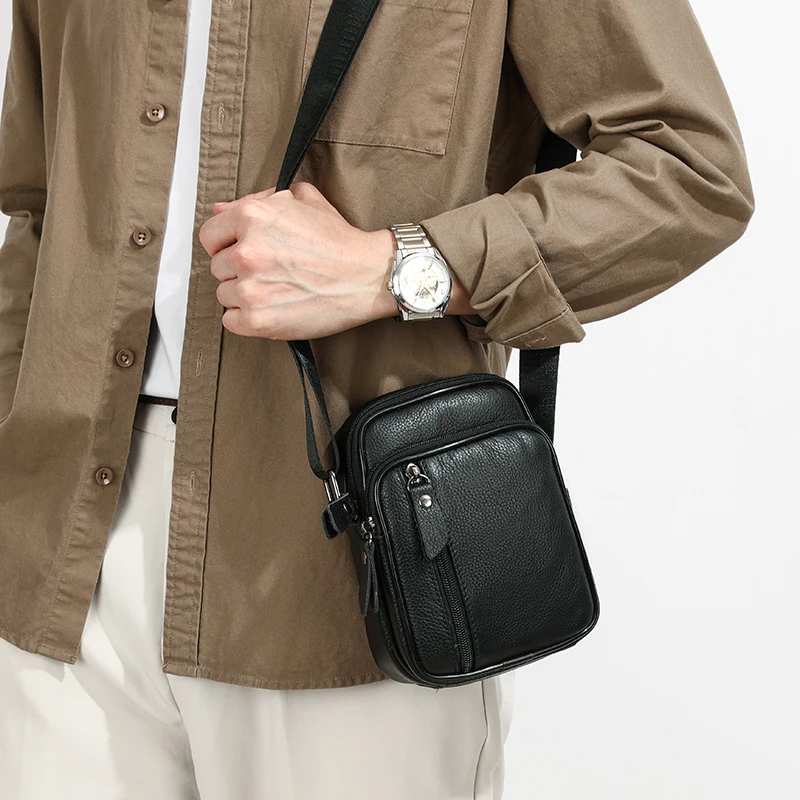 sacs à main décontractés en cuir véritable pour hommes, sacs à bandoulière pour hommes initiés, petits sacs à main, mode de haute qualité, 2024