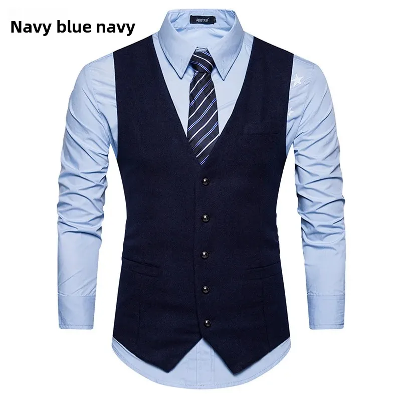 taille européenne coupe ajustée costume gilet hommes décontracté professionnel style britannique m21p45 mâle à la mode tenue décontracté