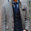 costume tweed à chevrons, tuxedos de mariage à simple boutonnage, taille, vêtements pour hommes, style décontracté, costume de mode pour hommes, veste uniquement 1