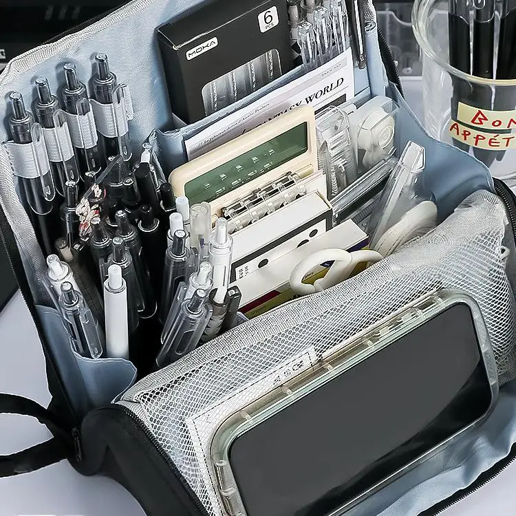 trousse à crayons de grande capacité pour étudiants et utilisation au bureau – conception simple, sac de rangement de haute qualité pour fournitures de papeterie