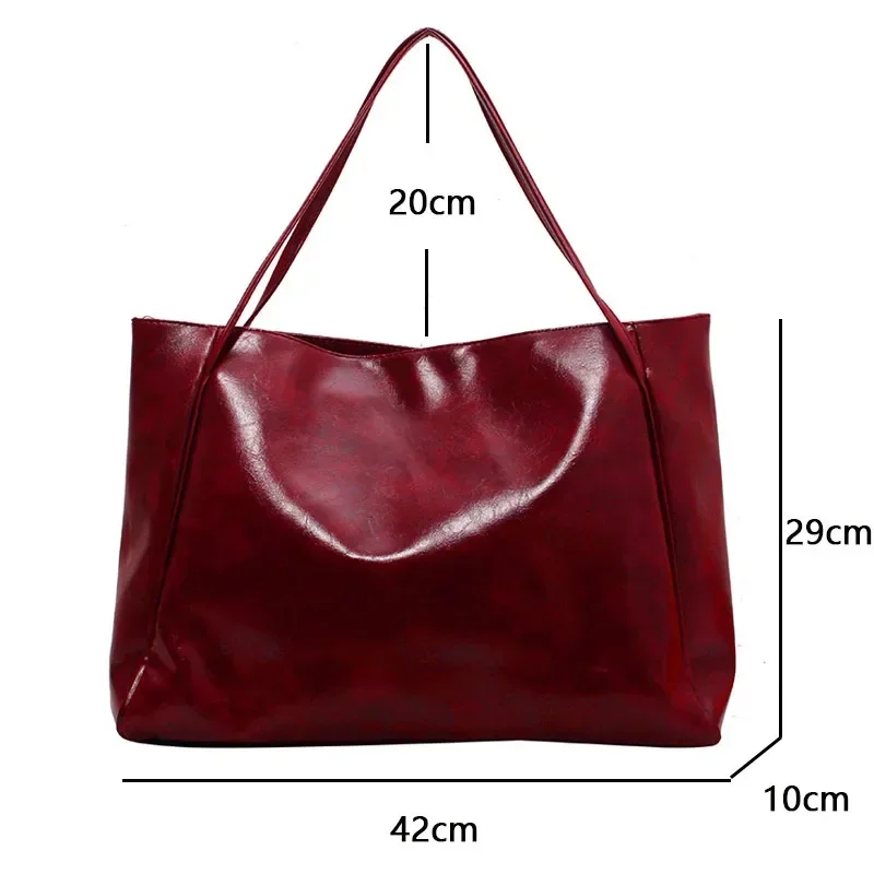 sac fourre tout en cuir pu souple pour femmes, pochette sous les bras de grande capacité, sac à bandoulière rétro décontracté, sacs seau portables