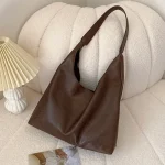 Sac fourre-tout léger en cuir PU souple pour femme, grande capacité, grand sac initié, sac sous les bras, fermeture à moraillon, style décontracté