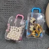 boîte de rangement 7.5x5cm, mini boîtier transparent en forme de valise avec poignée, bijoux décoratifs en plastique, bonbons miniatures pour la maison et le bureau