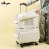 Valise à roulettes Double couche pour animaux de compagnie, 1 pièce, sac pour chat, valise Push-Pull, grande capacité, deux sacs à main respirants pour chiens