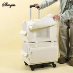 Valise à roulettes Double couche pour animaux de compagnie, 1 pièce, sac pour chat, valise Push-Pull, grande capacité, deux sacs à main respirants pour chiens