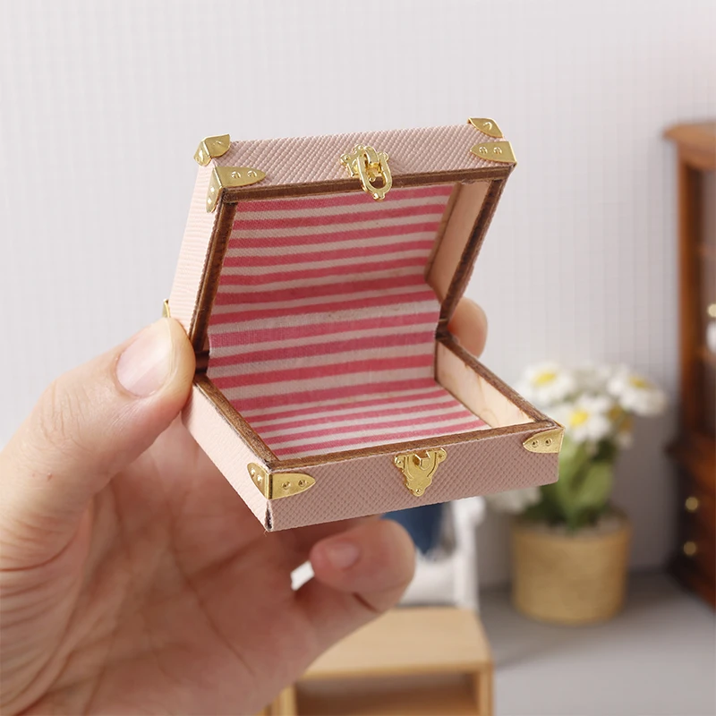 mini valise miniature en cuir vintage, 1:12, boîte de rangement, modèle de maison, décoration de bureau, micro scène