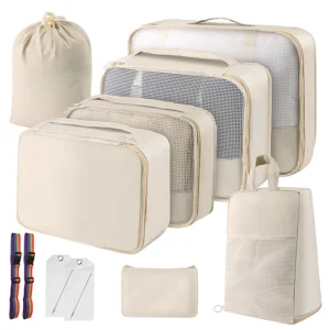 AFOURT-Cubes d’emballage pour voyage-sacs de rangement de bagages pour la famille, Cubes d’emballage de voyage respirants en maille pour valises