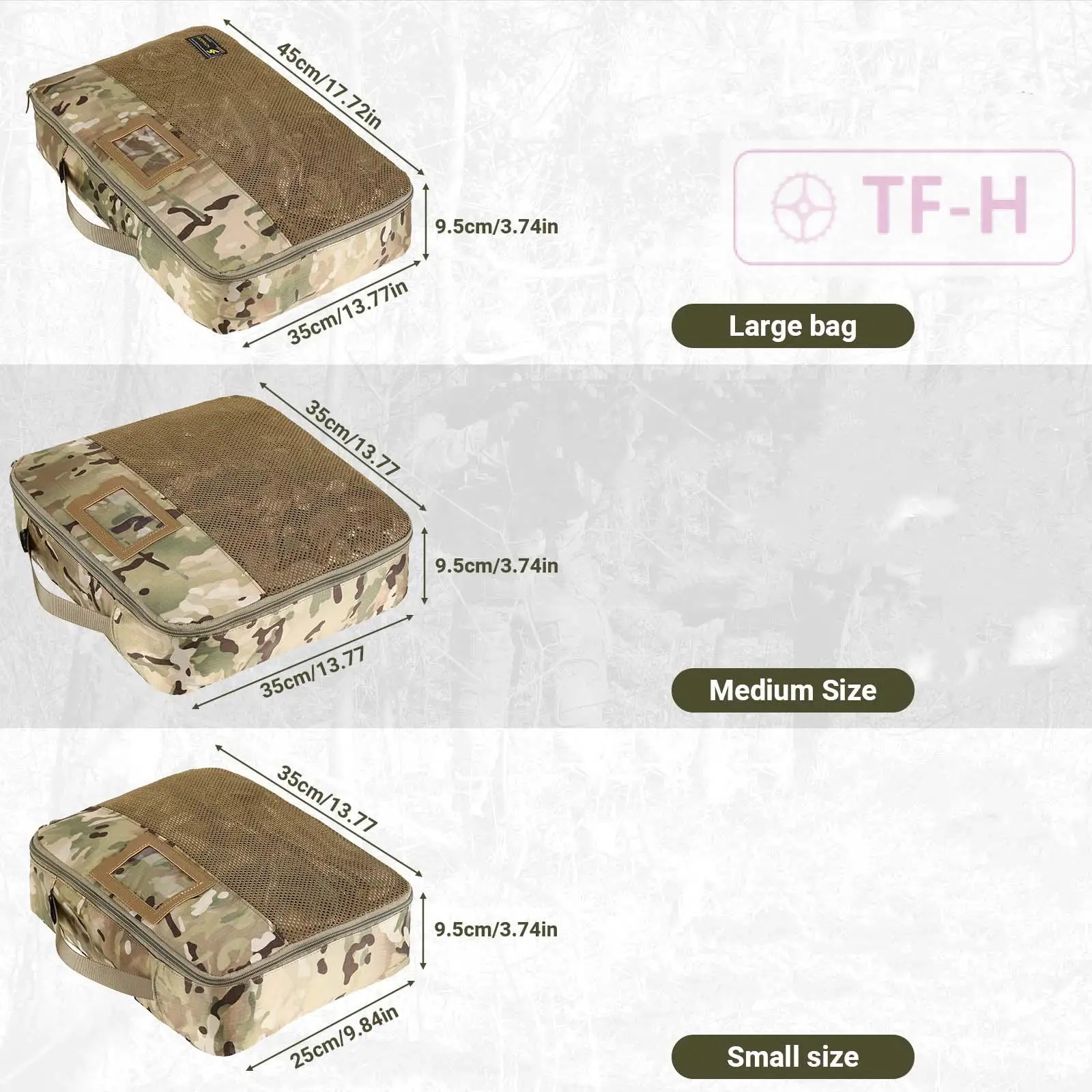 ensemble d'organisateurs d'équipement tactique, sac intérieur de valise, cubes d'emballage, sac de rangement d'extension de bagages 6 pièces