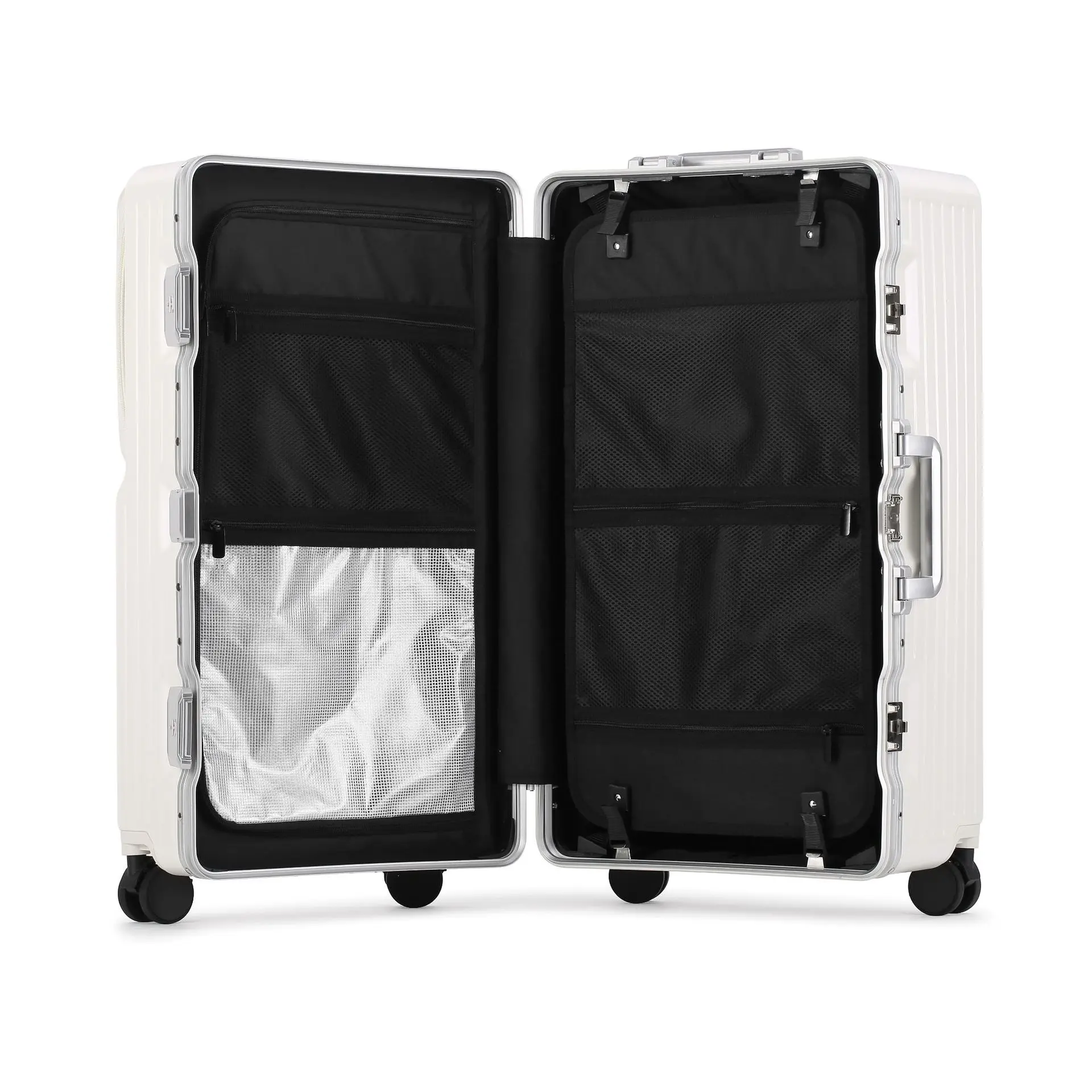 valise de voyage à roulettes avec porte gobelet, cadre en aluminium, grande capacité, 26 ", 28/32"