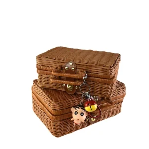 Valise de Tri et de Rangement de Cosmétiques, Boîte-Cadeau de Transport à la Main, mir de Rangement Tissé en Rotin, Rétro Valise de Tri et de Rangement de Cosmétiques, Boîte-Cadeau de Transport à la Main, mir de Rangement Tissé en Rotin, Rétro