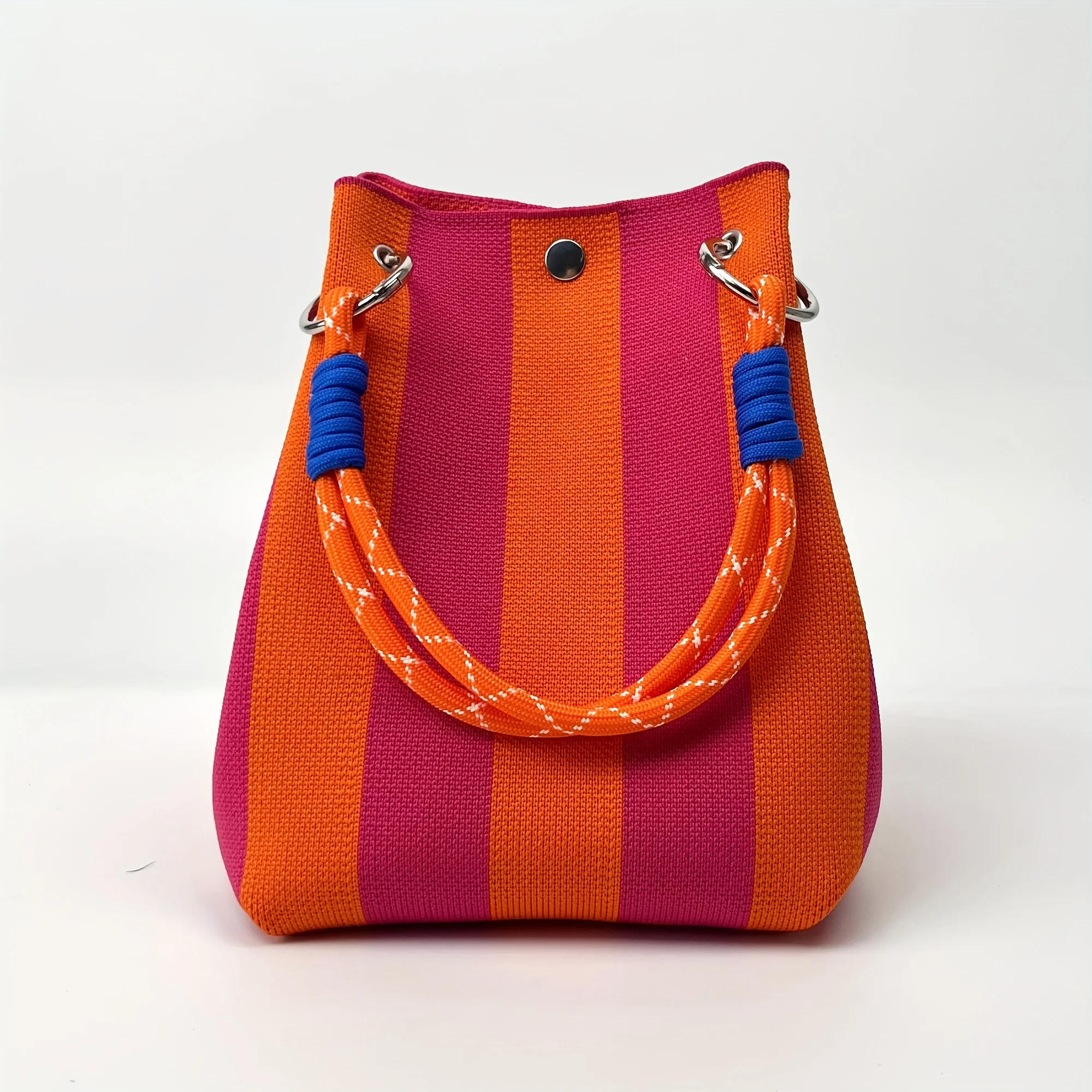 [bac à main vintage] sac à main vintage en tricot floral | 2025 nouveau fourre tout rétro de couleurs mélangées avec fermeture à fermoir sécurisée, polyester durable