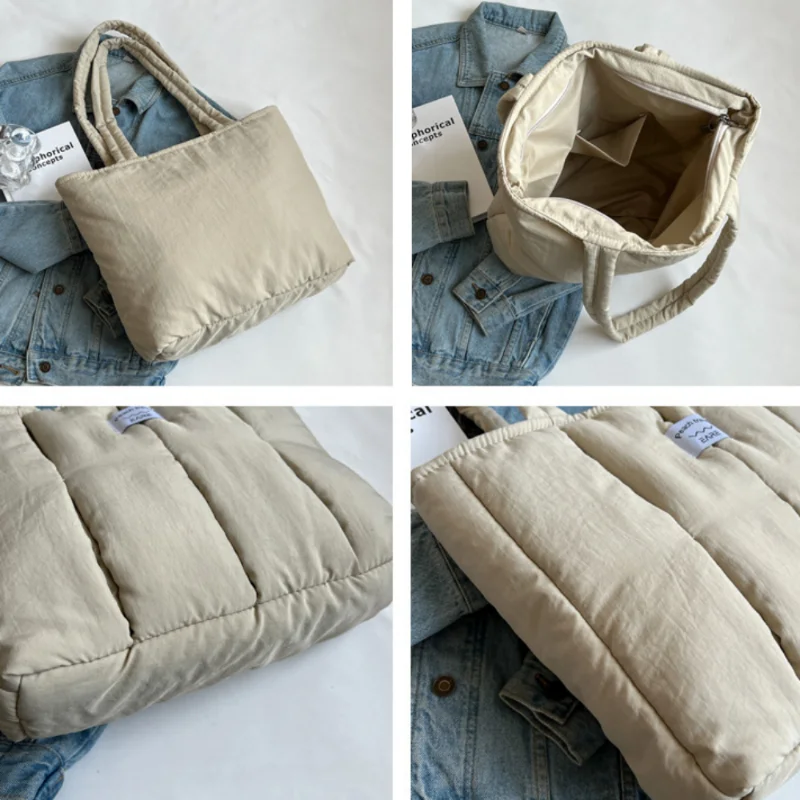 sac à main rembourré en coton pour femmes, fourre tout de luxe de styliste, sacs à bandoulière matelassés, sac de shopping, bourse bolsa hobo