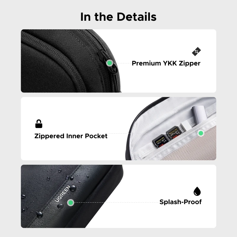 ugreen sac de rangement étui organisateur sac taille s/m pour ordinateur portable adaptateur secteur hub écouteur câble chargeur pc numérique ordinateur portable accessoires