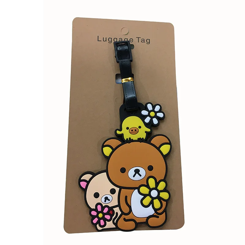 rilakkuma étiquette de bagage enfants anime ours décontracté valise anti perte étiquette carte d'embarquement organisateur de voyage accessoires enfants cadeau