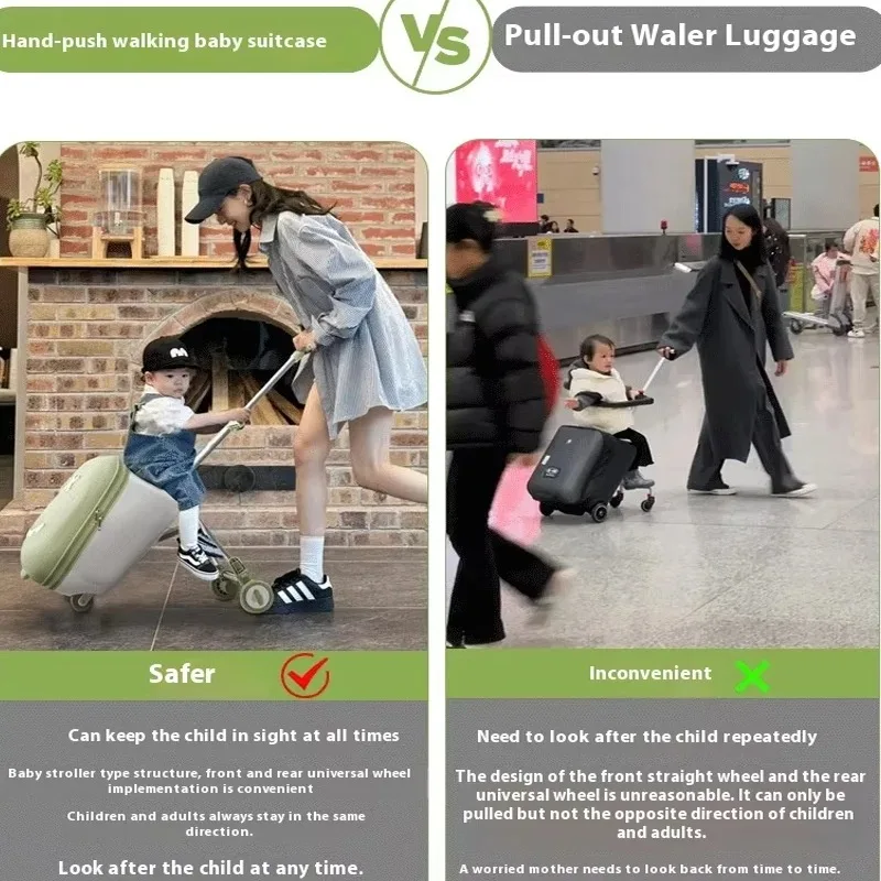 valise de voyage pour enfants, peut monter et marcher, chariot de traction de bagages multifonction, sac de transport de siège de voyage, bagage à main pour enfants
