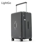 LIGHTGO Valise PC ultralégère 20 26 28 pouces TSA Lock Bagage avec 8 roues silencieuses, fermeture éclair YKK, porte-gobelet et crochet latéral
