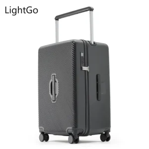LIGHTGO Valise PC ultralégère 20 26 28 pouces TSA Lock Bagage avec 8 roues silencieuses, fermeture éclair YKK, porte-gobelet et crochet latéral