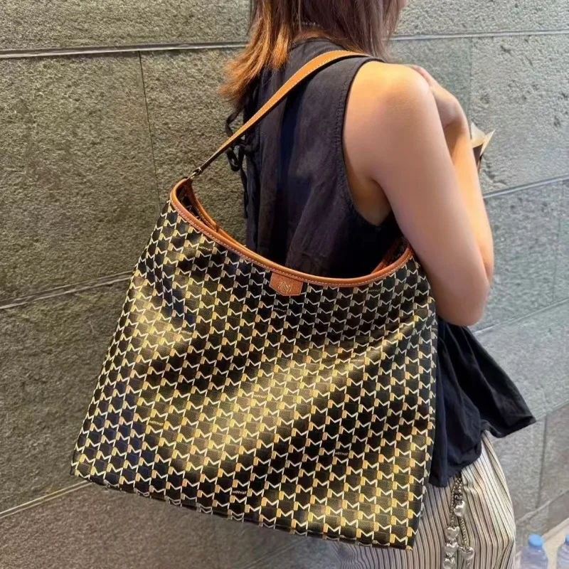 sacs hobo de styliste pour femmes, marque de luxe, toile monogramme de haute qualité, poignée en cuir lisse, grande capacité, sac à bandoulière élégant