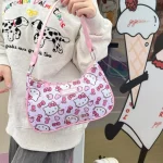 Sanurgente-Sac à main Anime Hello Kittile pour femme, Poudres Kuromi, Mignon, Bandoulière, Dessin animé, Simplicité, Mode initiée