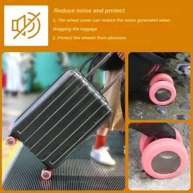 protecteur de roues en silicone pour bagages, étui de chariot silencieux, manchon de roulette, bagages de voyage, accessoires de valise, bruit sap, 8 pièces