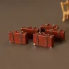coffre à bagages en cuir beurre, boîte en bois vintage, accessoires de poupées, courses, meubles de maison, cadeau
