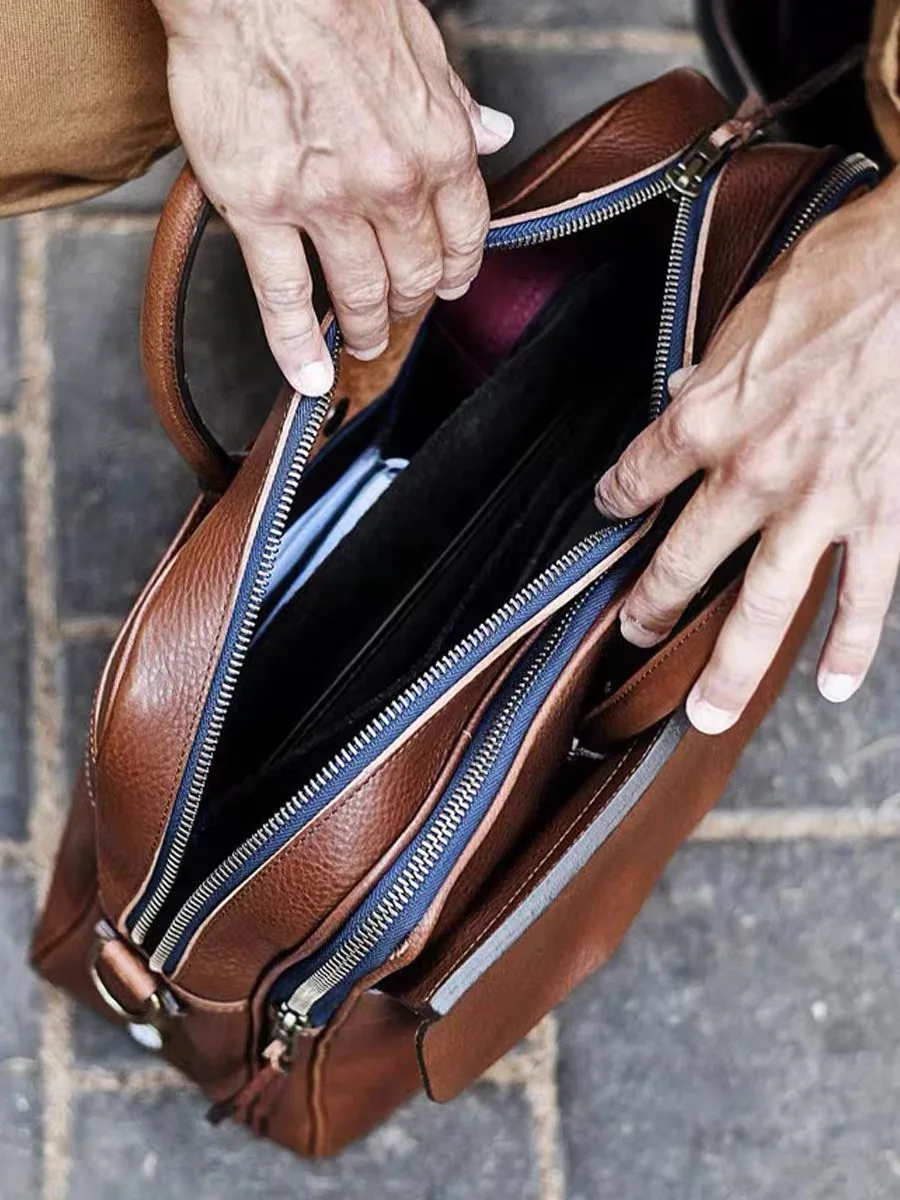 sacs à main en cuir complet pour homme, sacoche d'affaires, Étui à bombes, modules, optique en peau de vache, vintage, à bandoulière, pour ordinateur portable