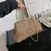 chaîne tissé à la main sacs à main été femme pochette simple texture dîner fête à la main décontracté élégant portable sac de soirée 2025