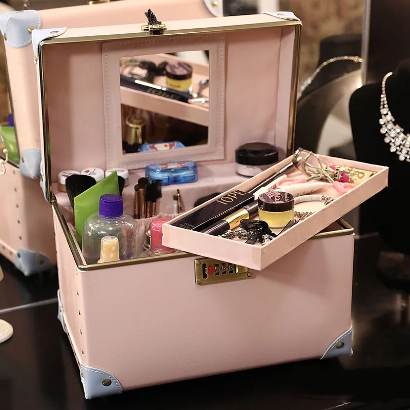 trousse de maquillage professionnelle en cuir pu pour femme, jolie trousse à cosmétiques étanche, trousse de toilette personnalisée, trousse d'évaluation de beauté et de manucure