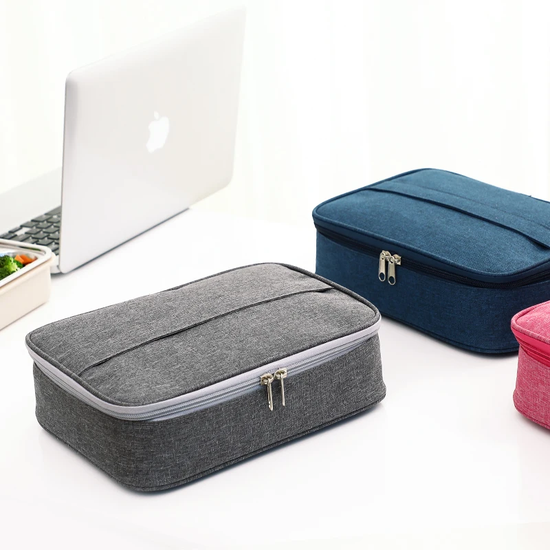 boîte à lunch isotherme pour étudiants, sac fourre tout, rectangulaire, plat