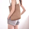 sac à main en paille tissé pour femmes, grande capacité, fourre tout de plage, décontracté, solide, document sauvage, pour le shopping et les rencontres 03
