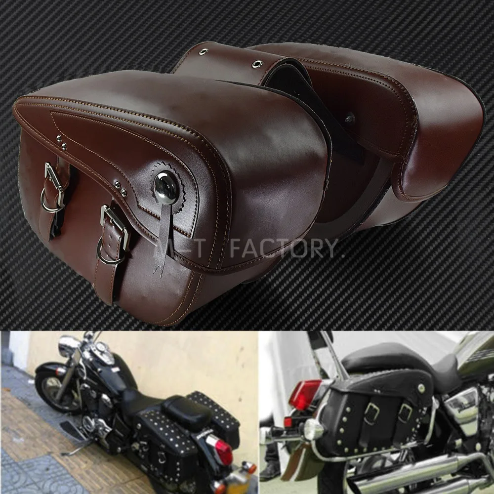 2x sacoche de moto en cuir bagages sacs de selle sac latéral extérieur pour harley sportster xl 883 xl 1200 touring dyna softail fl