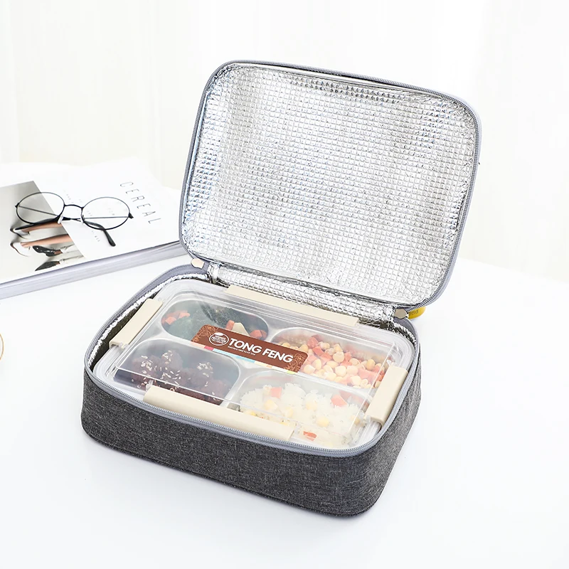 boîte à lunch isotherme pour étudiants, sac fourre tout, rectangulaire, plat