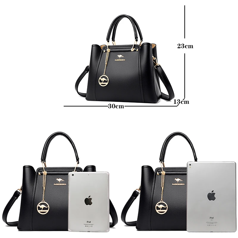 sacs à main de luxe en cuir souple à 3 couches pour femme, sacoche de styliste à bandoulière de grande capacité, fourre tout de shopping