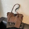 Sac fourre-tout en daim pour femmes avec poche intérieure, sac sous les bras avec fermeture éclair, sac cartable de couleur unie pour le travail, sacs à main et sacs à main de voyage 2025