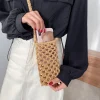 petit sac à bandoulière pour téléphone pour femmes, couleur unie, tissé ajouré au crochet, léger tressé, sac à main à bandoulière