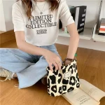 Sac de rangement imprimé léopard, joli mini sac E27, sac de shopping, à la mode, polyvalent