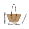 sac fourre tout tissé pour femmes, sac à bandoulière de grande capacité, sac à main tissé simple, pochette fourre tout chic hobo pour fête et vacances