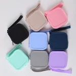 Petit sac de rangement carré en Silicone, porte-monnaie, portefeuille pour écouteurs, bijoux, câble de chargement, organisateur de cartes, Mini sac à cosmétiques de voyage