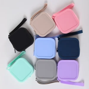 Petit sac de rangement carré en Silicone, porte-monnaie, portefeuille pour écouteurs, bijoux, câble de chargement, organisateur de cartes, Mini sac à cosmétiques de voyage