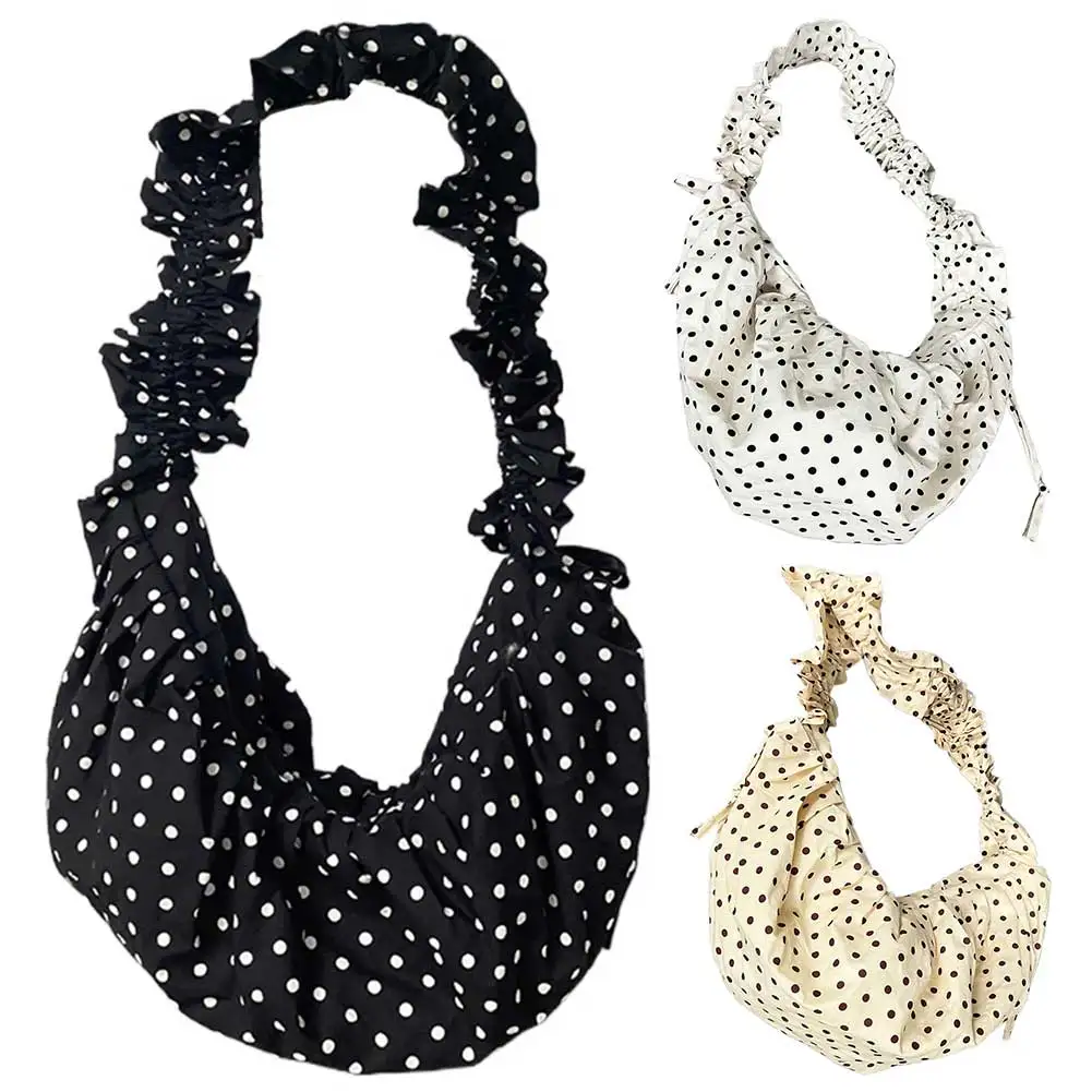 sac hobo nuage pour femmes, sac à bandoulière de grande capacité à pois, petit fourre tout vintage assorti pour les voyages en plein air