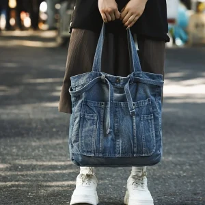 Sac à Main Décontracté en Denim de Grande Capacité, Fourre-Tout à la Mode, Niveau d&rsquo;Apparence ÉWer, sous les Bras
