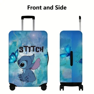 Disney ‌ Housse de valise Stitch Cute Cartoon, fibre de polyester durable, accessoires épais et résistants à l&rsquo;usure et légers