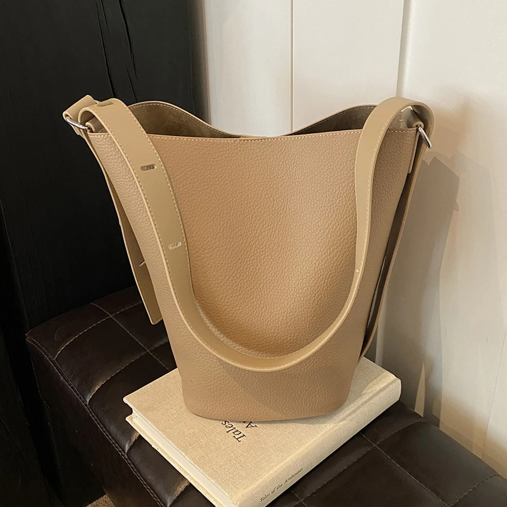 sac seau pour femmes, sac à bandoulière à sangle réglable en cuir végétalien avec poche intérieure, sac hobo solide pour le travail et les voyages