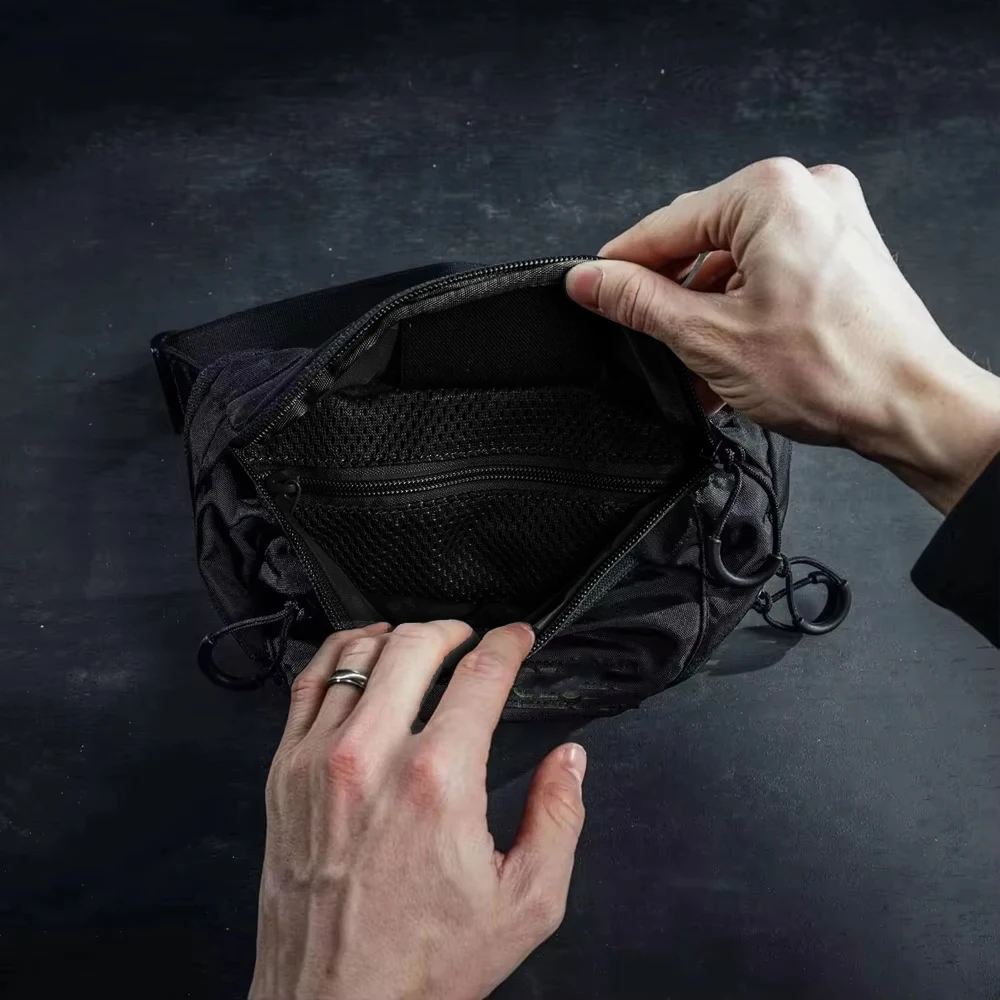 sac bando sac banane tactique pour hommes avec ceinture réglable, poches zippées, sac de ceinture léger et compact