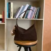 sac à main simple en daim, sac à bandoulière de grande capacité pour dames, sac hobo de style coréen de couleur unie pour filles
